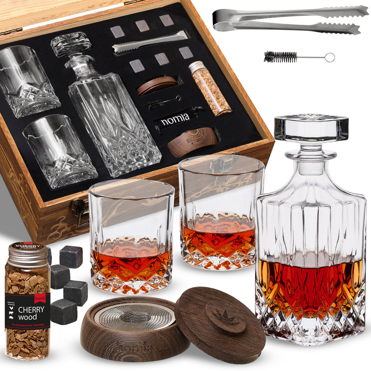 Whiskey Gift Set - Whiskey Pattern Bottle and Old Fashioned Glasses - –  HomiaStore