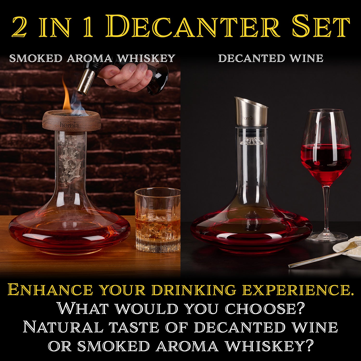 2 in 1 Decanter Set With Drink Smoker